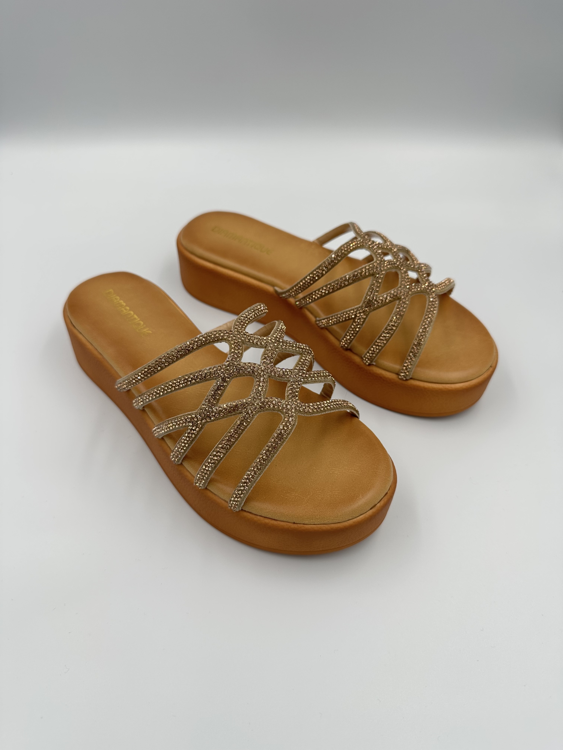 Γυναικεία Flatform με χρυσό στρας