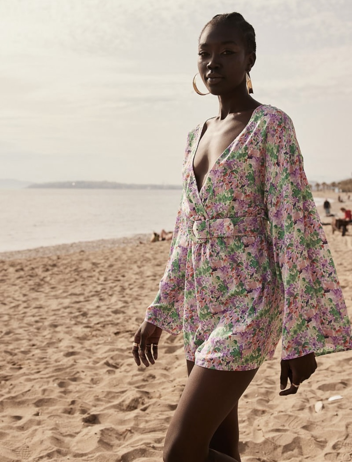 Playsuit καμπάνα μανίκι και ζώνη CENTO