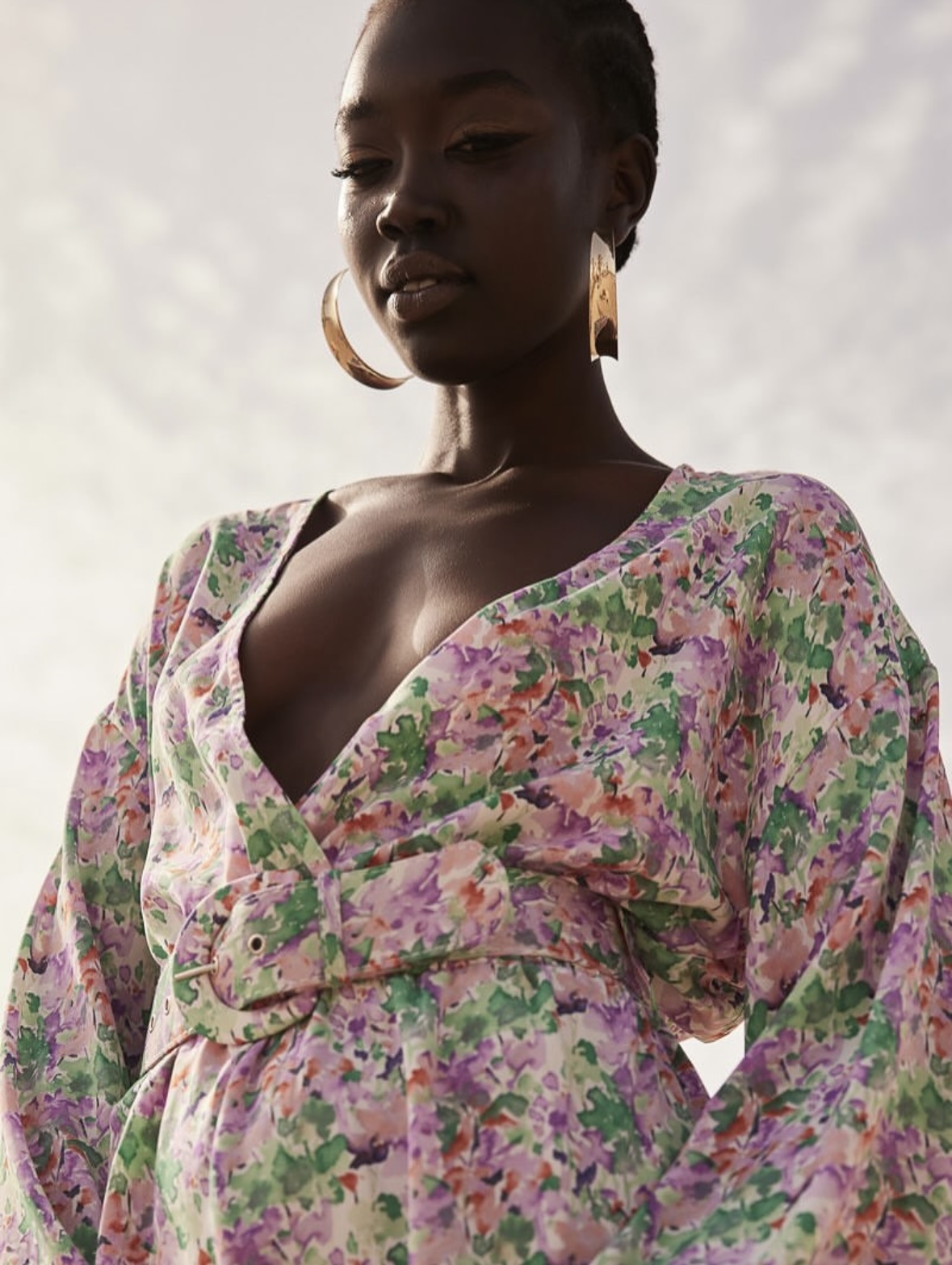 Playsuit καμπάνα μανίκι και ζώνη CENTO - Image 3